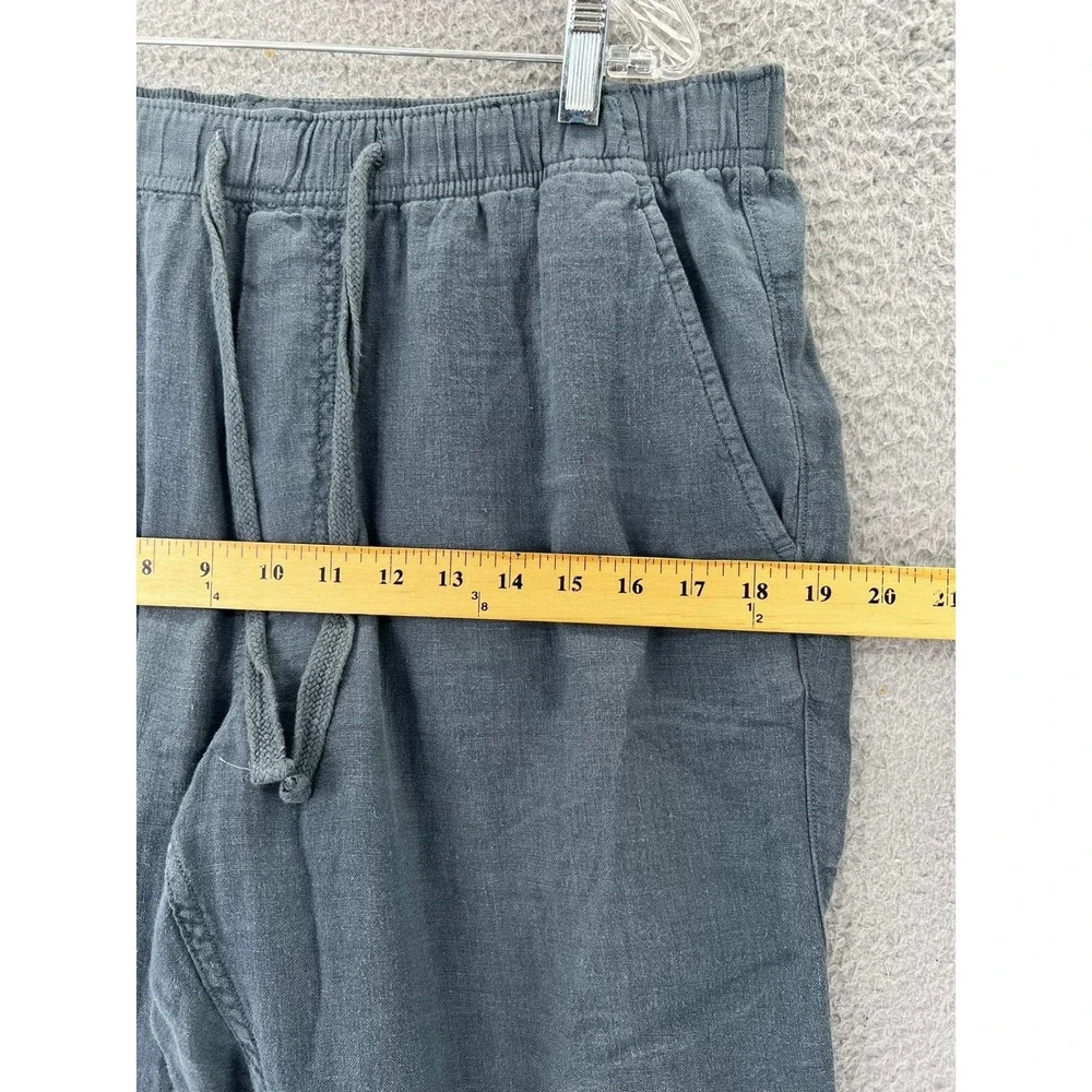 Faherty Brand Mens Linen Blend Jogger Pants Charcoal Gray Drawstring Size Large